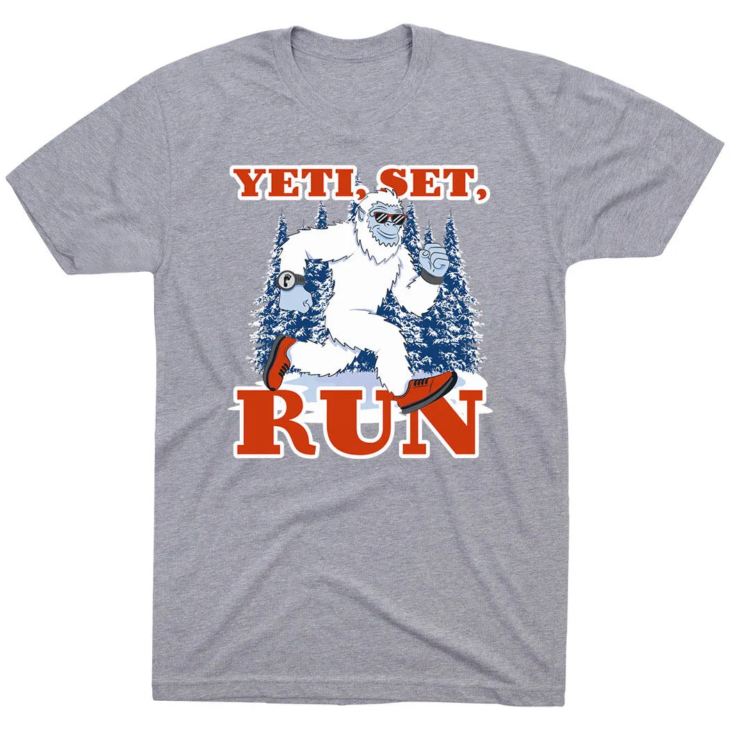 Flattering Cut Relaxed Comfort Look Running Short Sleeve T-Shirt - Yeti, Set, Run