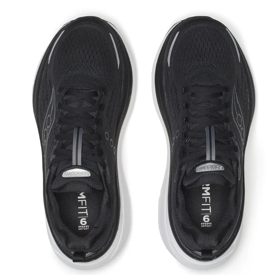 Beachfront Run Rapid Airflow Net Saucony Men's Hurricane 25 Running Shoes in Black/White - Online Exclusive