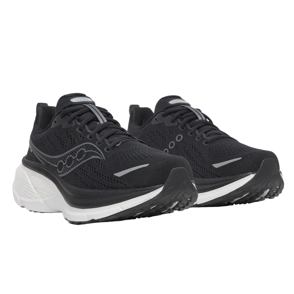 Saucony Men's Hurricane 25 Running Shoes in Black/White - Online Exclusive Single color preference running shoes for amateur male runners