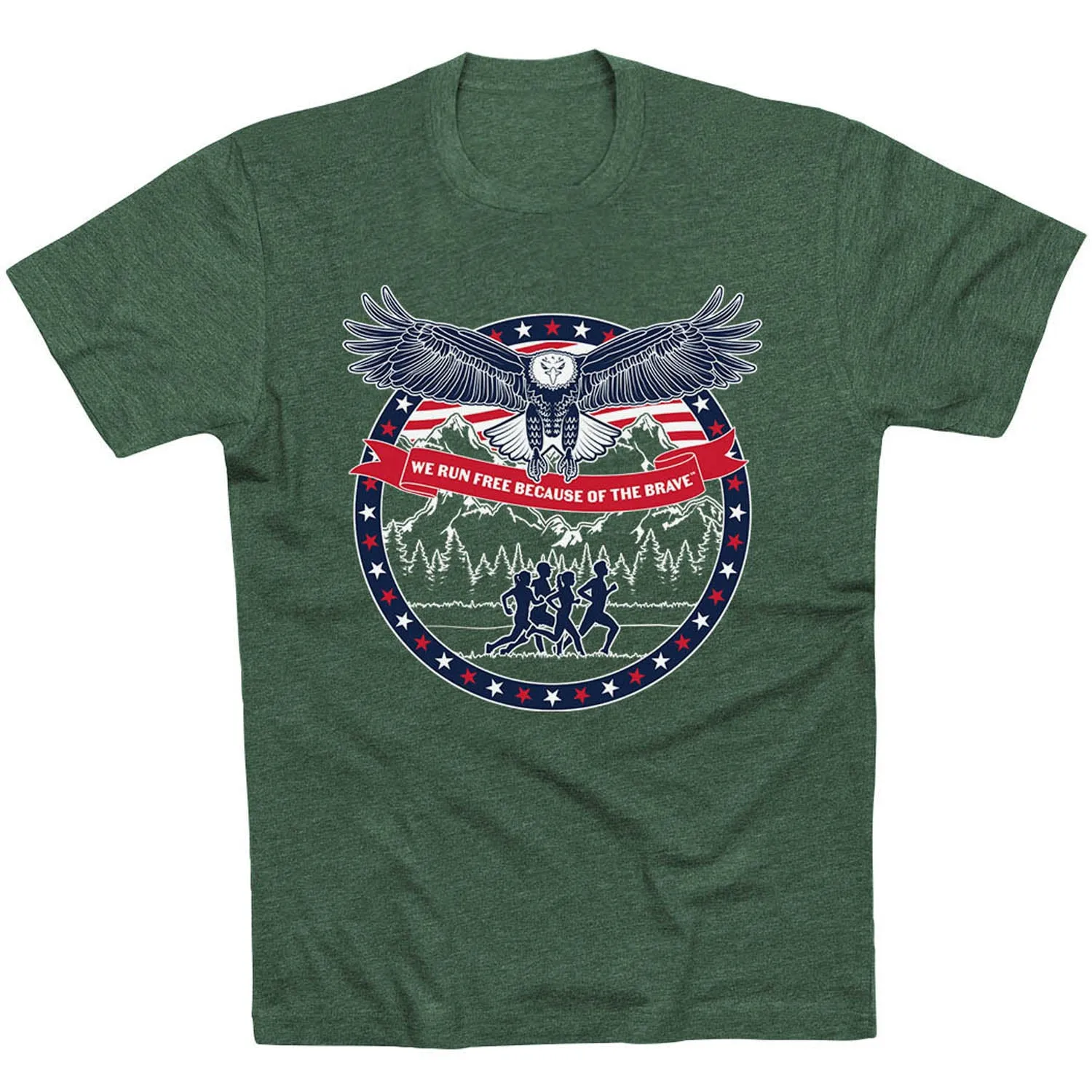 Low Impact Dye Running Short Sleeve T-Shirt - We Run Free Because Of The Brave