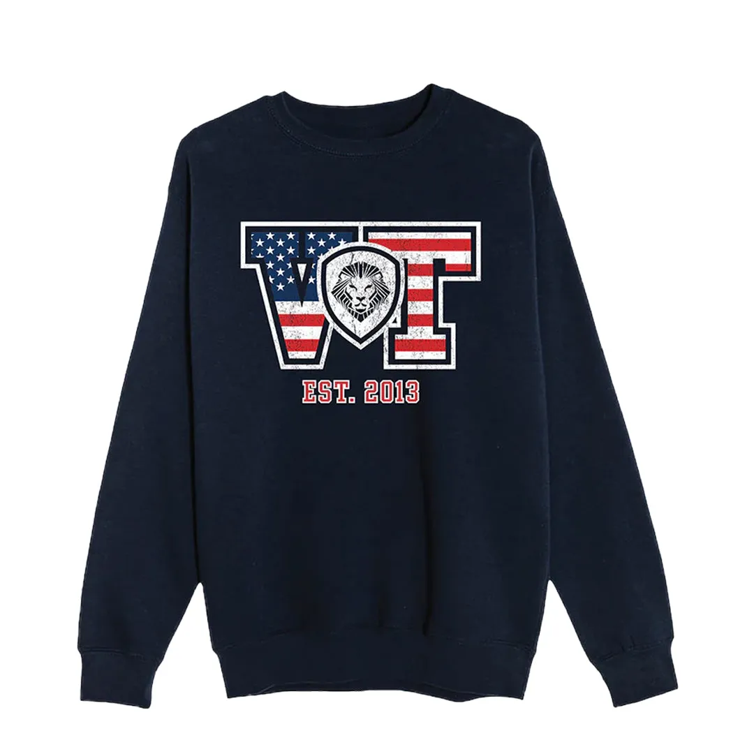 Collegiate VT Crewneck Sweatshirt - Navy Button Down AllDay Comfort