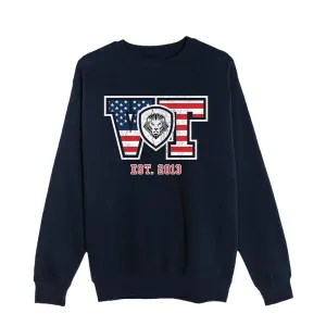 Collegiate VT Crewneck Sweatshirt - Navy Button Down AllDay Comfort