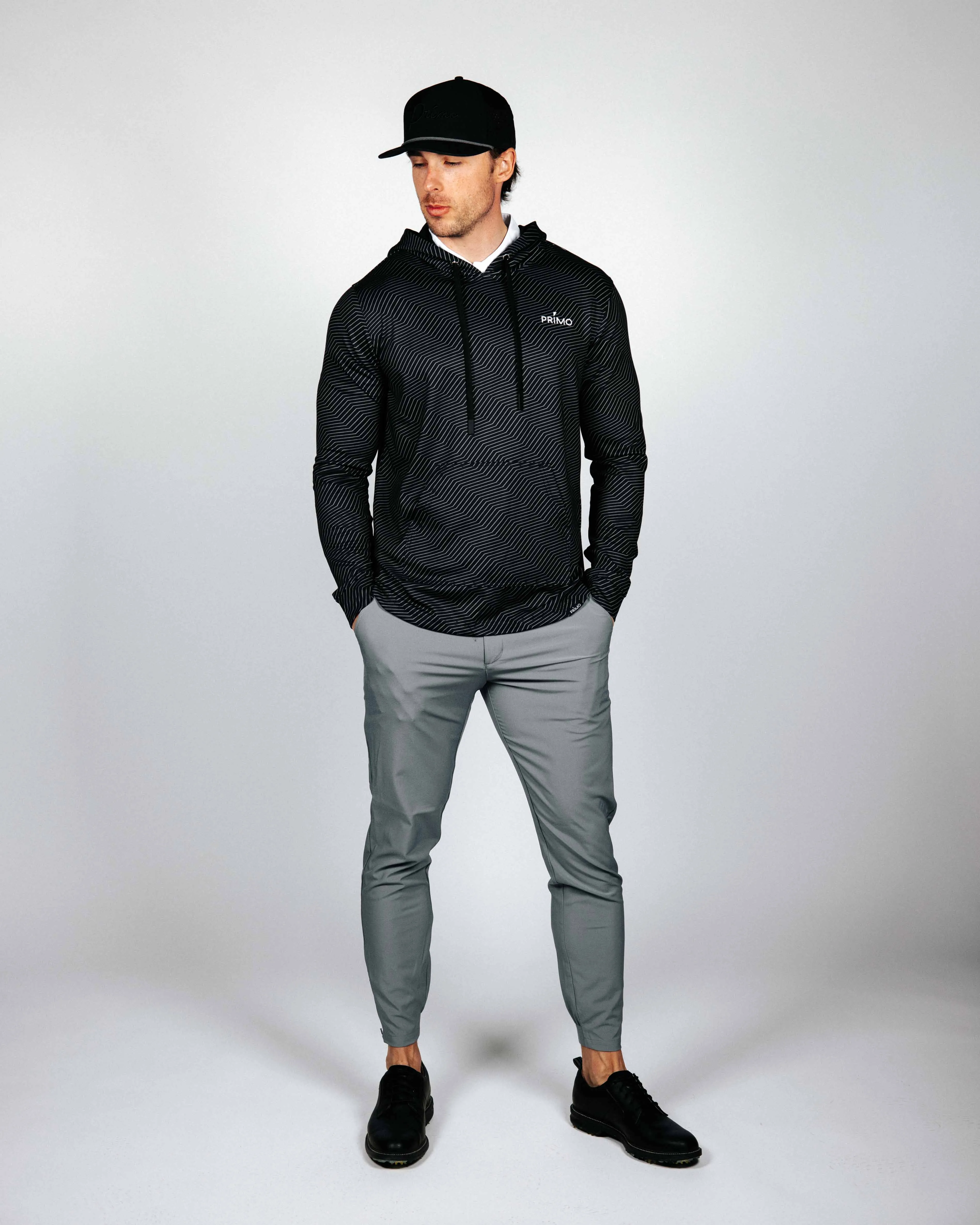 Black Chevron Golf Hoodie Comfortable Outfit Cozy And Warm