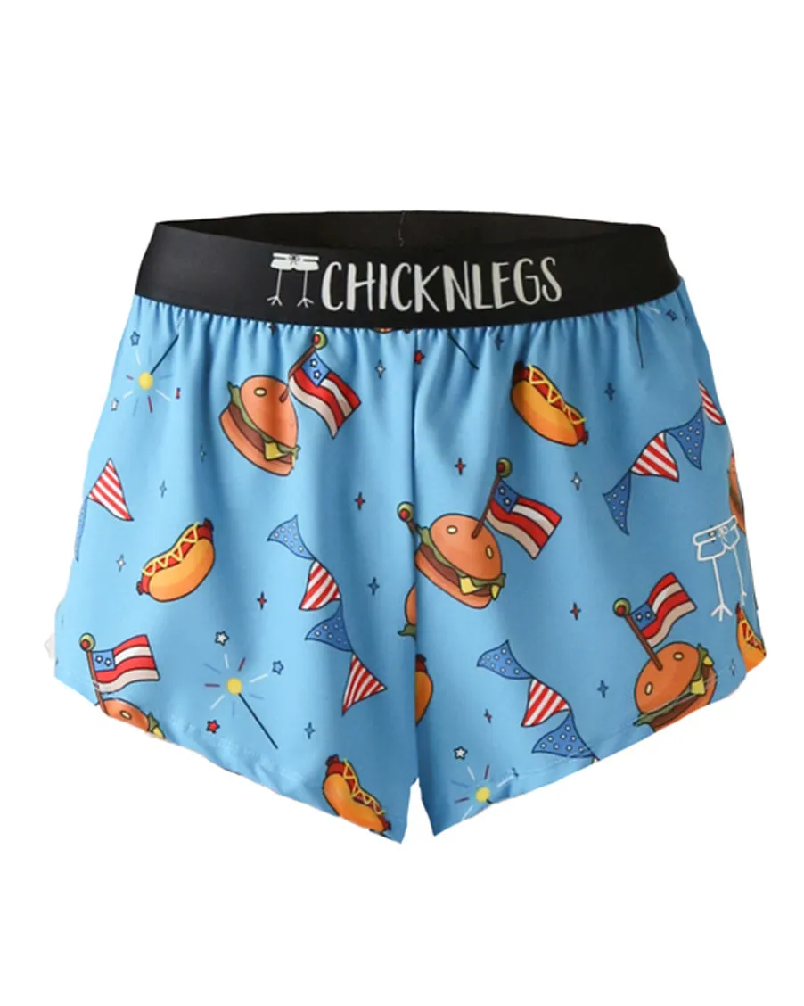 Wrinkle Free Weave sequined details Men's USA Cookout 2" Split Shorts