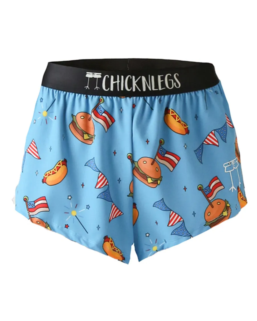 Men's USA Cookout 2" Split Shorts vacation look Secure Pocket Zippers