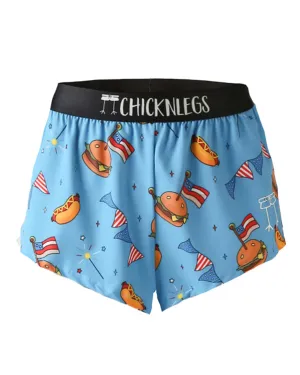 Wrinkle Free Weave sequined details Men's USA Cookout 2" Split Shorts