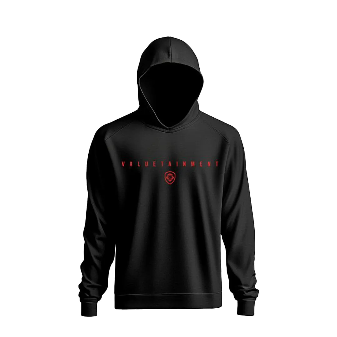 Simple Wear Valuetainment Black and Red Lion Shield Pullover Performance Hoodie