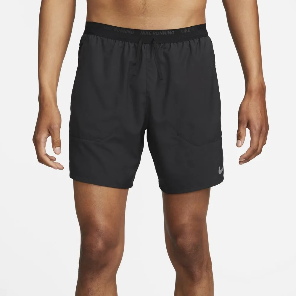 Nike Men's Dri-FIT Stride 2 In 1 7 Inch Shorts Black / Reflective Silver Tagless Design
