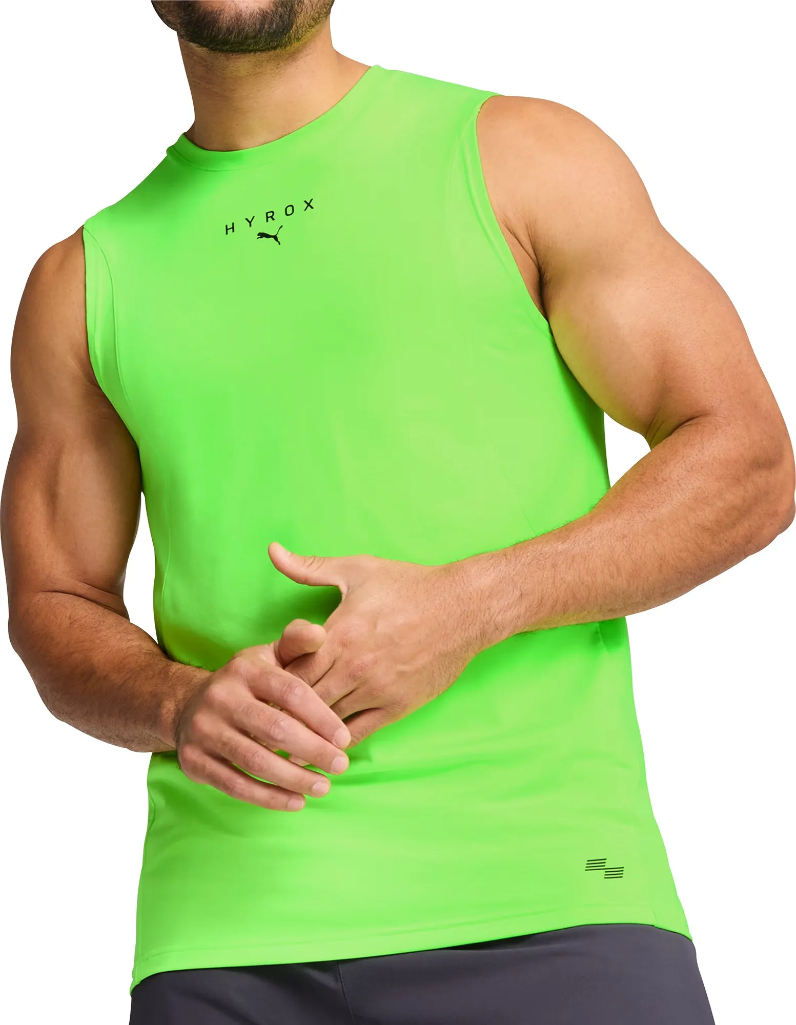 Puma X HYROX Cloudspun Mens Training Vest - Green Compression Zones