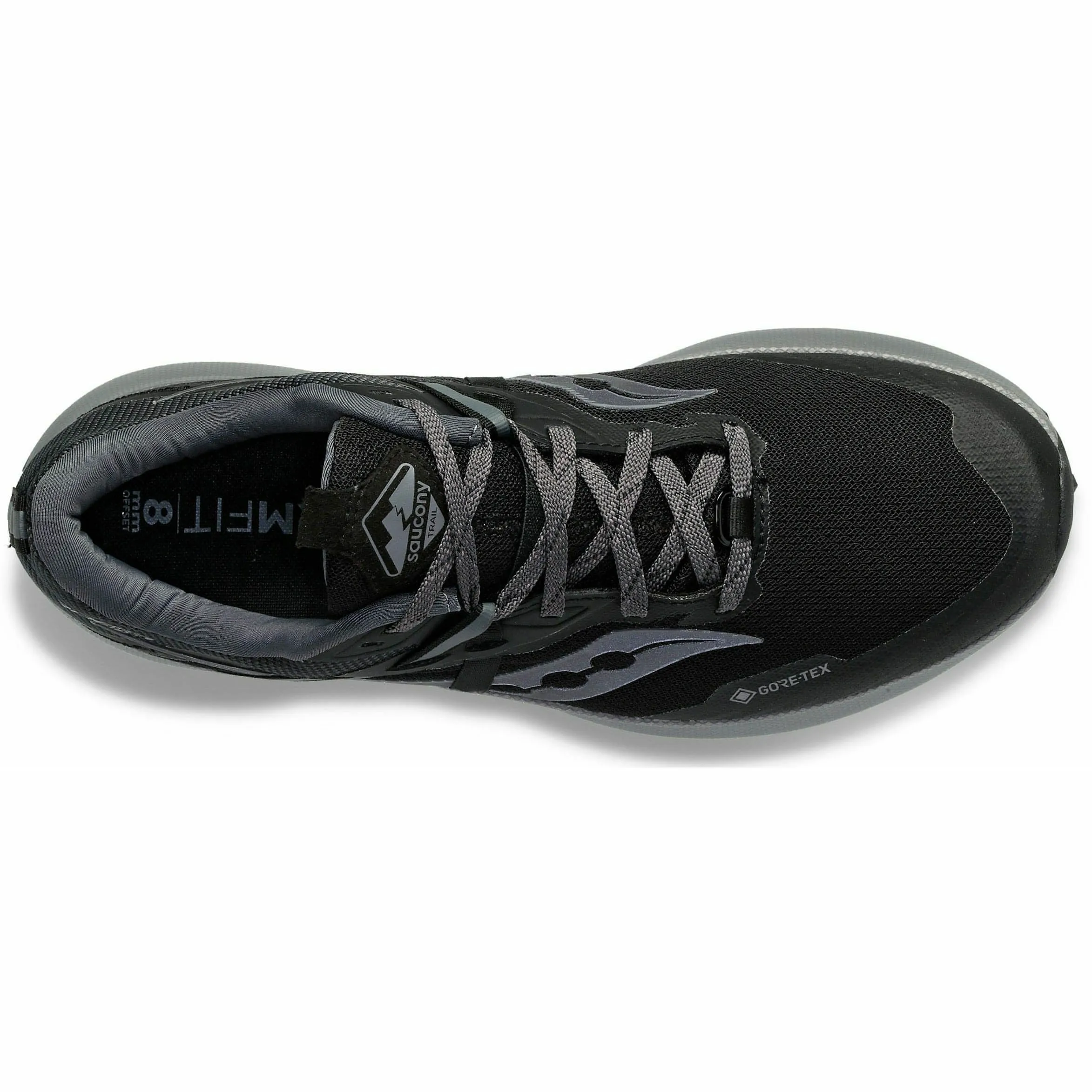 Ventilated Upper Design summit running shoes Saucony Ride 15 TR GORE-TEX Mens Trail Running Shoes - Black