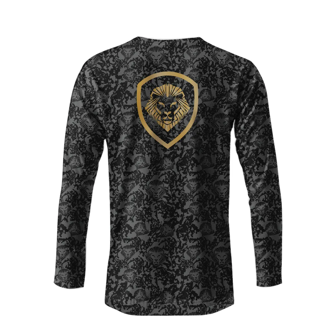 Chic Casual Wear spring fashion Lion Shield Charcoal Grey Performance Long Sleeve T-Shirt