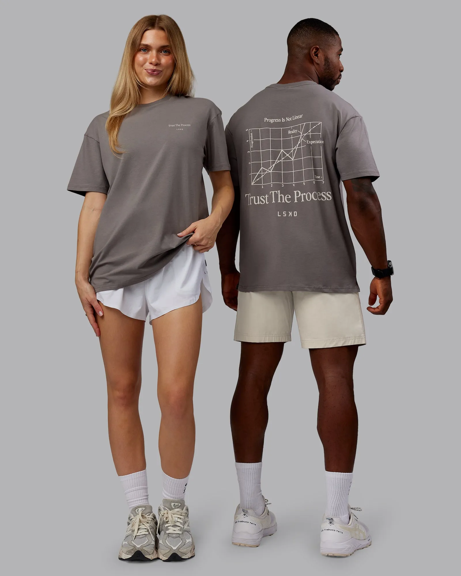 Flattering Fit Breathable Fit Wear Trust The Process 2.0 FLXCotton Tee Oversize - Storm Front-Shale Beige
