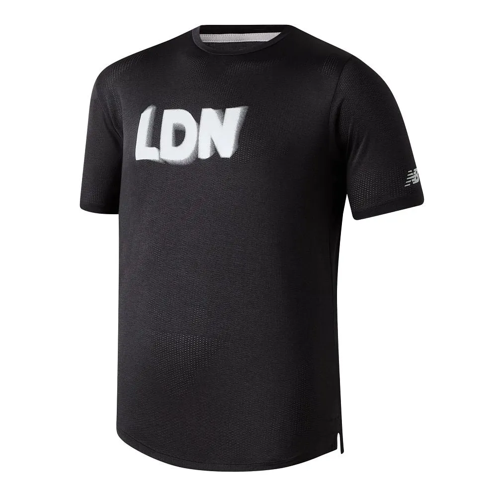 NB London Marathon 2025 SS Top (Mens) - Black Ruffled edges