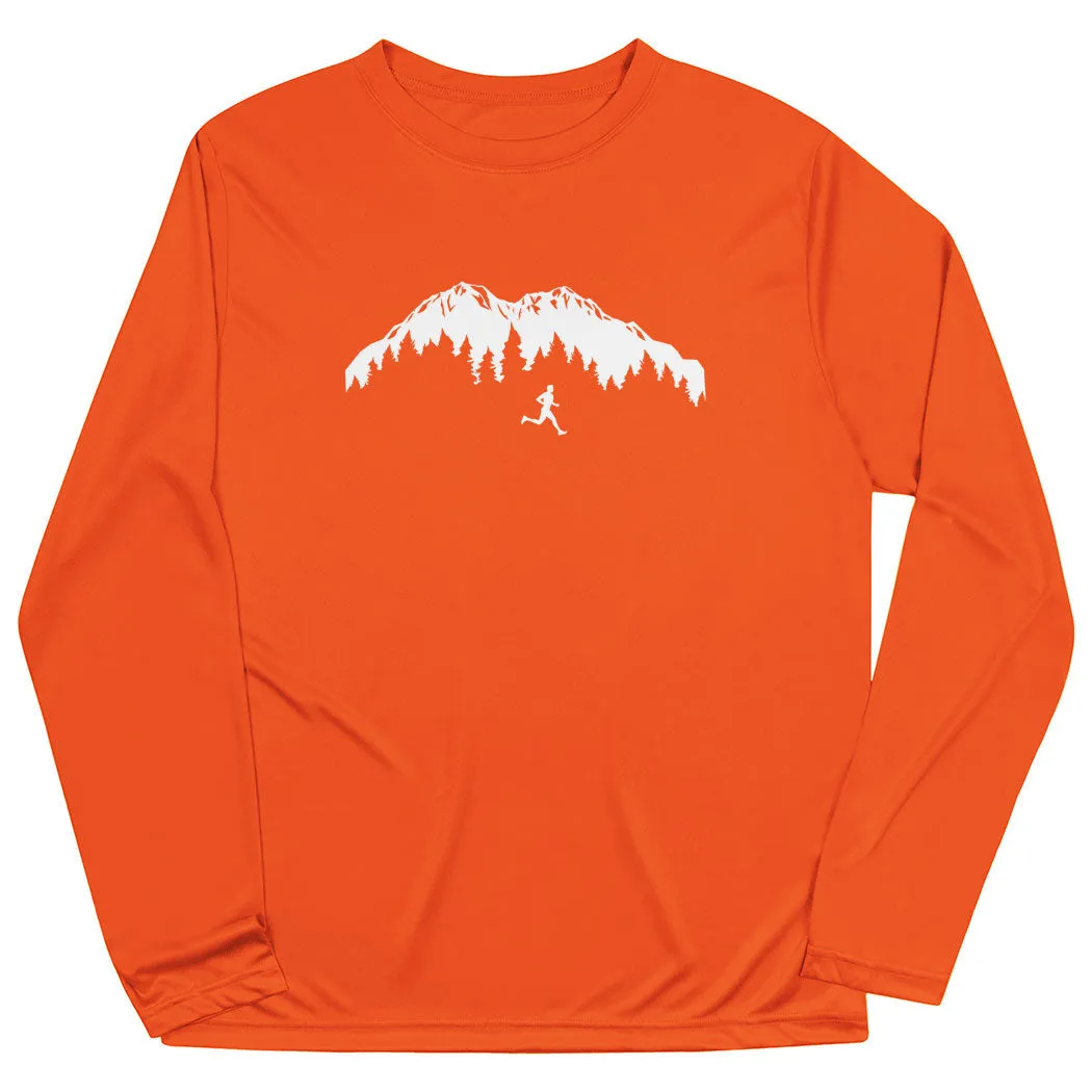 Men's Running Long Sleeve Tech Tee - Trail Runner in the Mountains (Male) Effortless Comfort Design Quick Fit Design