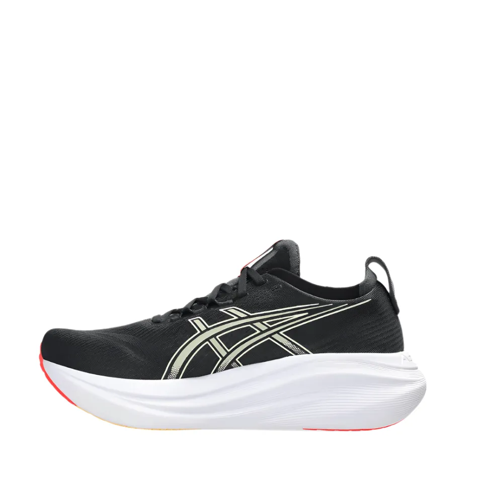 thigh - high running gear Lightweight Outsole Design ASICS Men's GEL-NIMBUS 27 Running Shoes in Black/Kahki AW25
