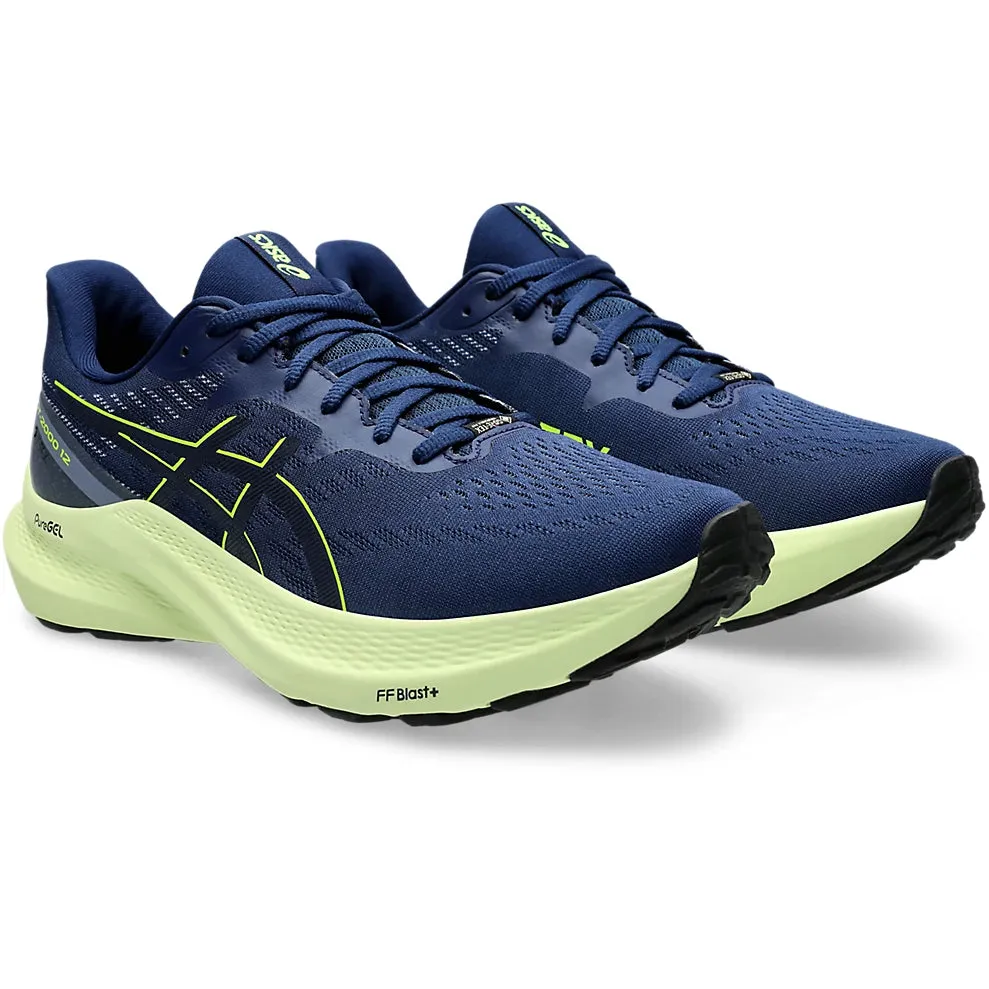 Neutral design Asics Men's GT-2000 12 GORE-TEX Running Shoes Blue Expanse / Safety Yellow