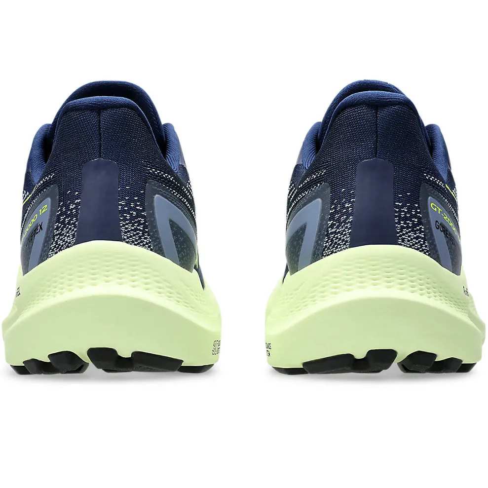 Breathable Airflow Tech Asics Men's GT-2000 12 GORE-TEX Running Shoes Blue Expanse / Safety Yellow