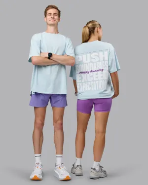 Push Boundaries FLXCotton Oversized Tee - Light Cyan-White Elastic waist
