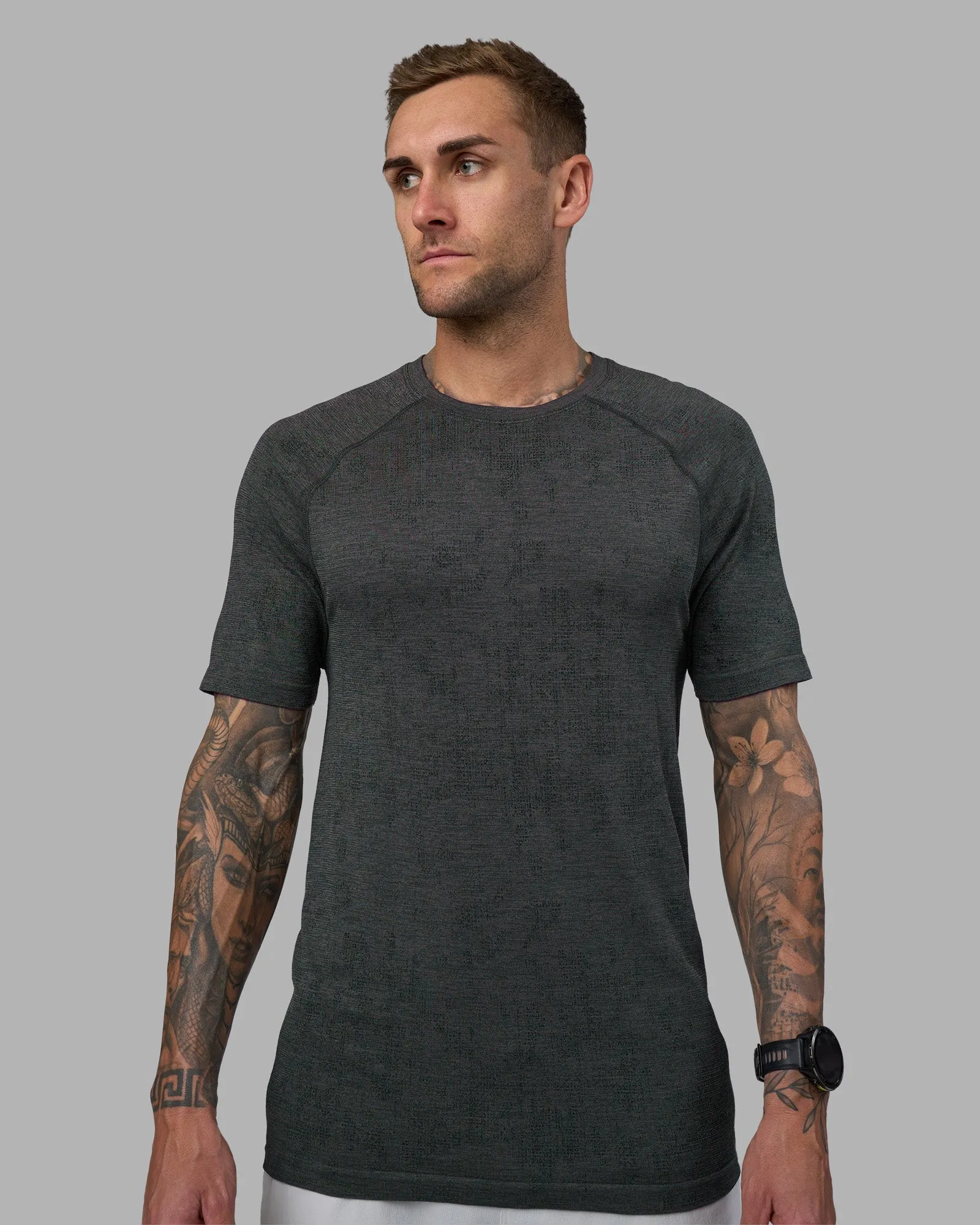 AeroFLX  Seamless Tee - Black Camo-Graphite Breathable Comfort Design Men's masculinity
