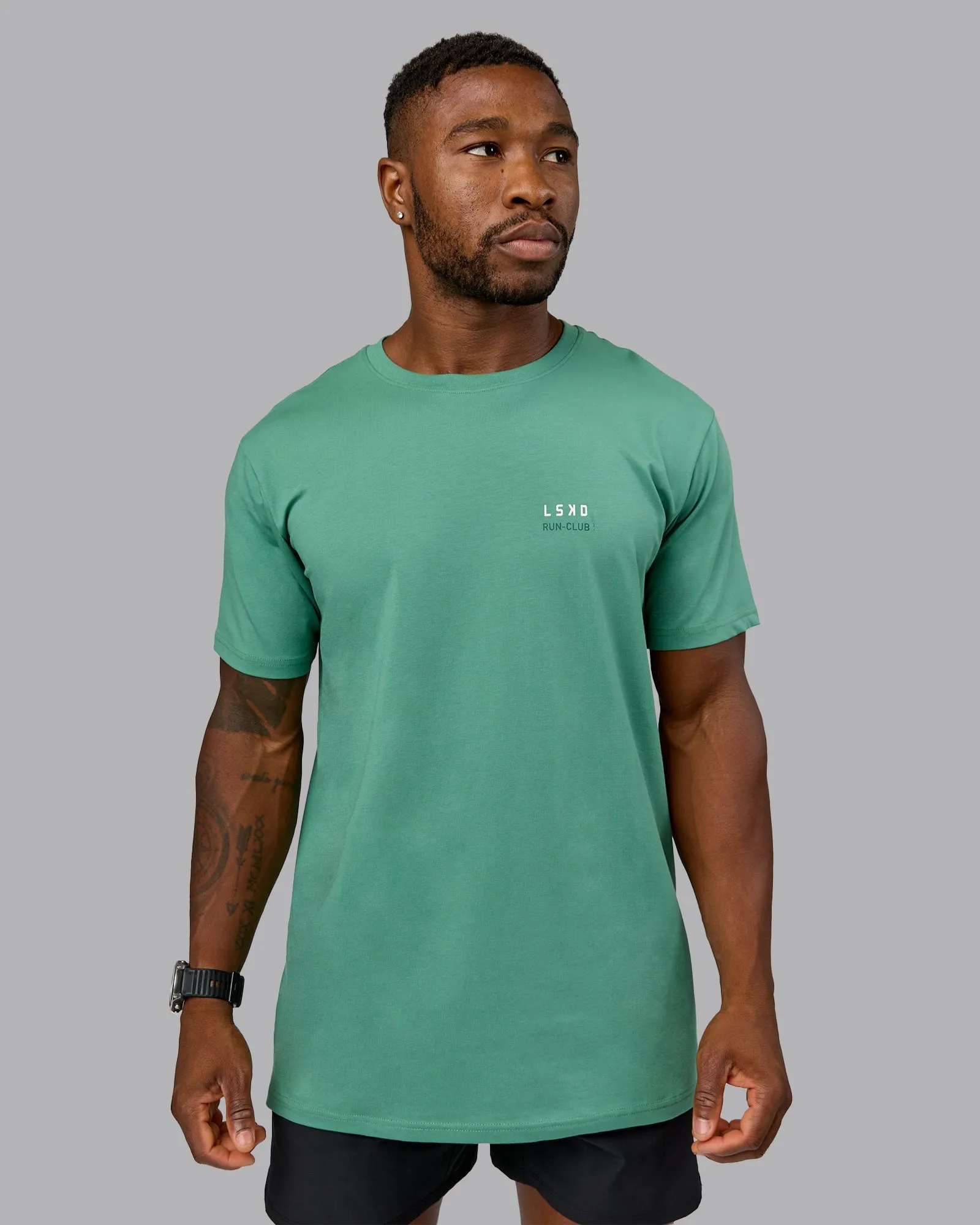 DoubleStitched Seams Track FLXCotton Tee - Light Sagebrush-Dark Moss