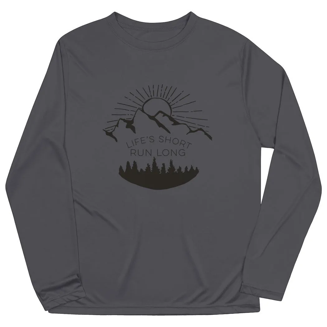 Heathered Texture Casual Flex Men's Running Long Sleeve Tech Tee - Life's Short Run Long (Mountains)
