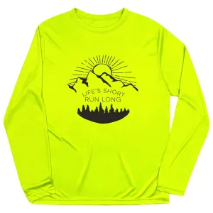 Men's Running Long Sleeve Tech Tee - Life's Short Run Long (Mountains) Perfect For Relaxing