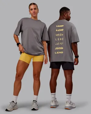 Casual Mode Abstract mystery Variation FLXCotton Oversized Tee - Storm Front-Pale Banana