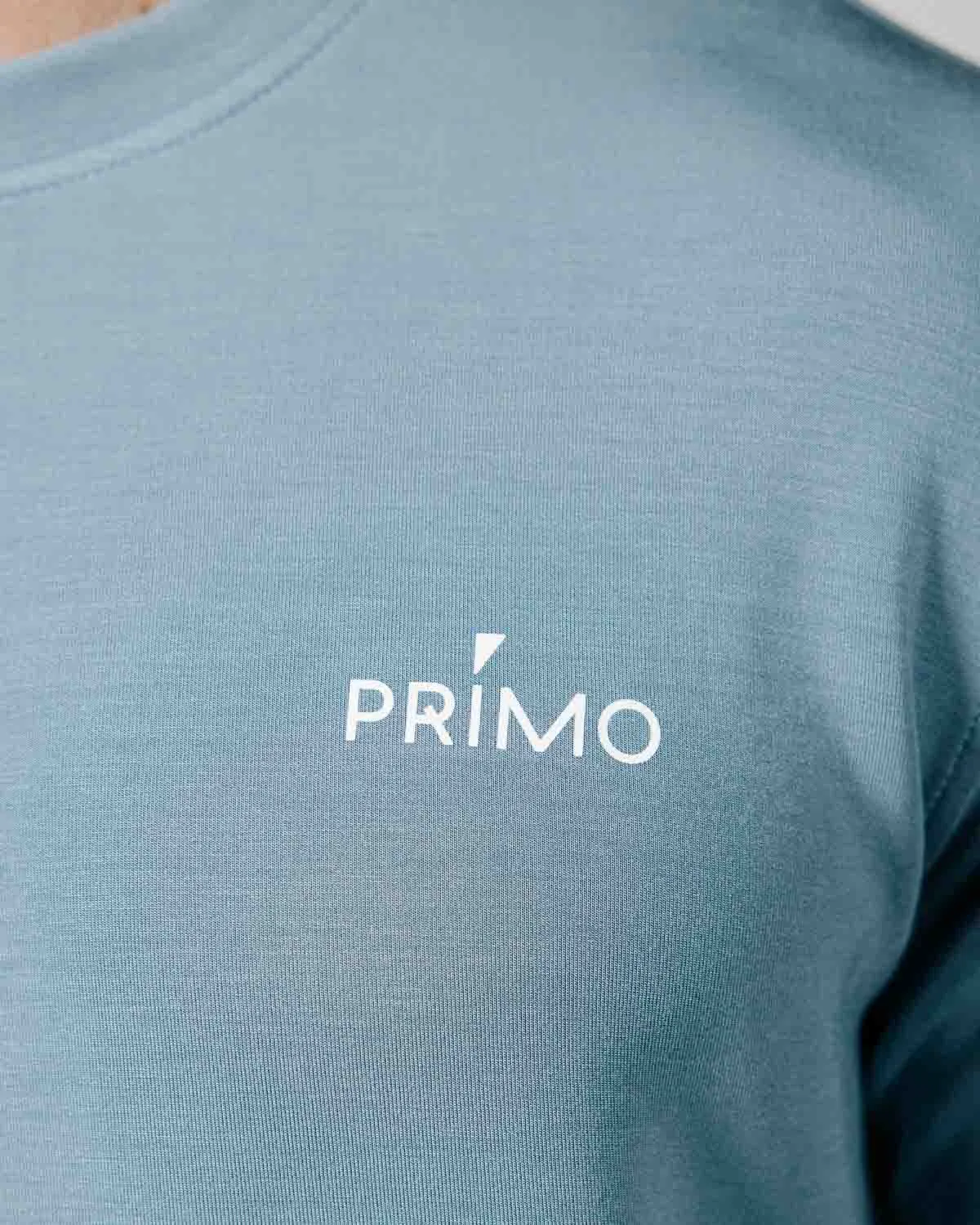 Men's Stone Blue Golf Crew Neck Drawstring Hood Minimal Staple