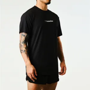 Relaxed Vibes Premium Comfort Men's Tarkine Ultra-Eco Run Tee (Tassie Devil Black/Standard Thickness)