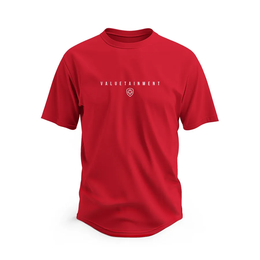 Quick Dry Performance Valuetainment Premium Curved Hem Red Short Sleeve T-Shirt