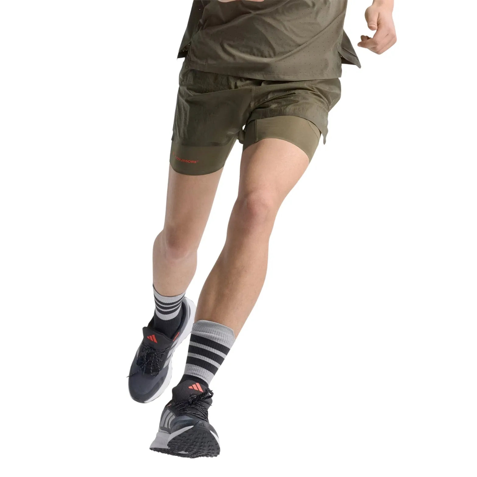Men's Adi365 H.Koumori Running 2 in 1 Shorts Olive Strata plus-size choice Game Day