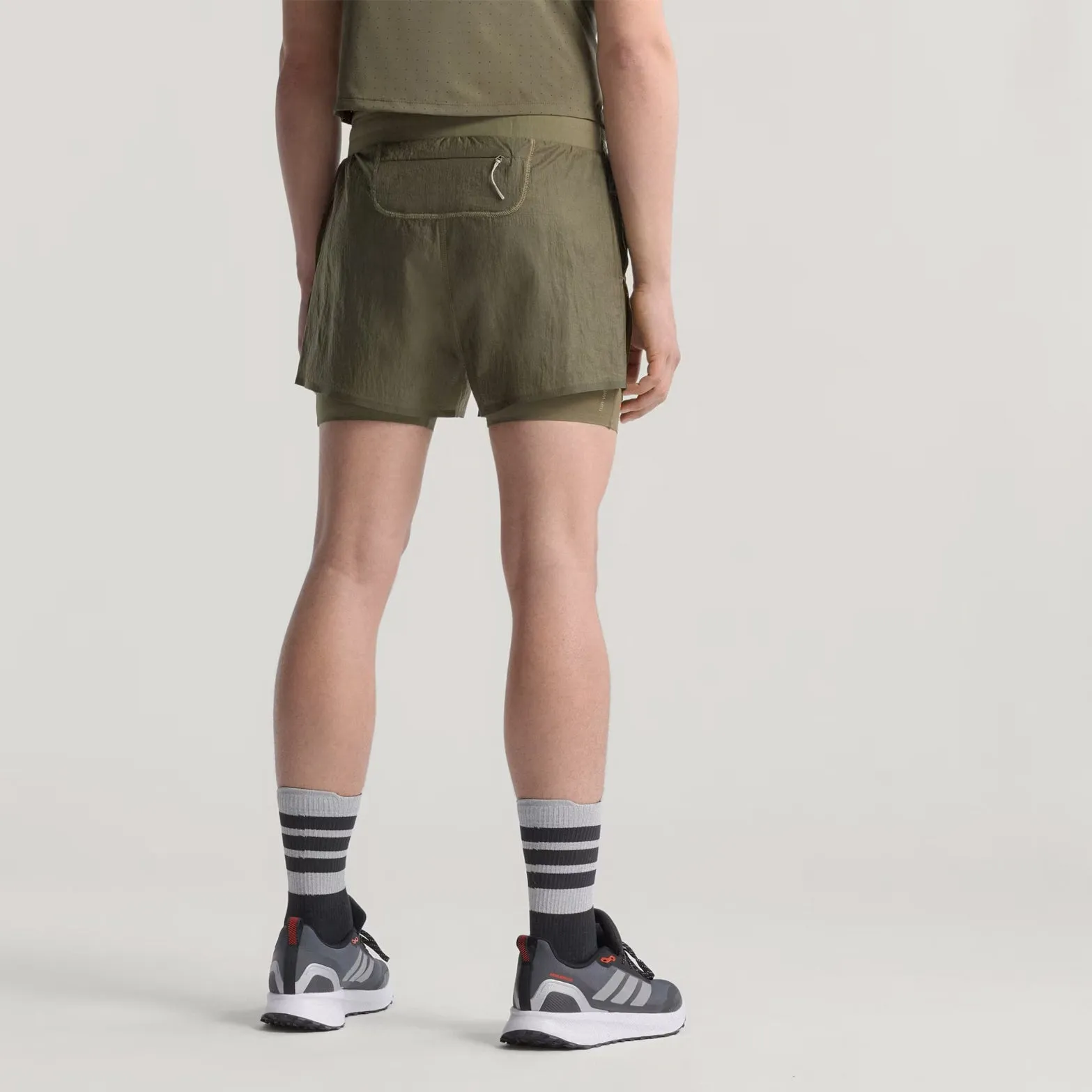 Men's Adi365 H.Koumori Running 2 in 1 Shorts Olive Strata Move Flow On Trend