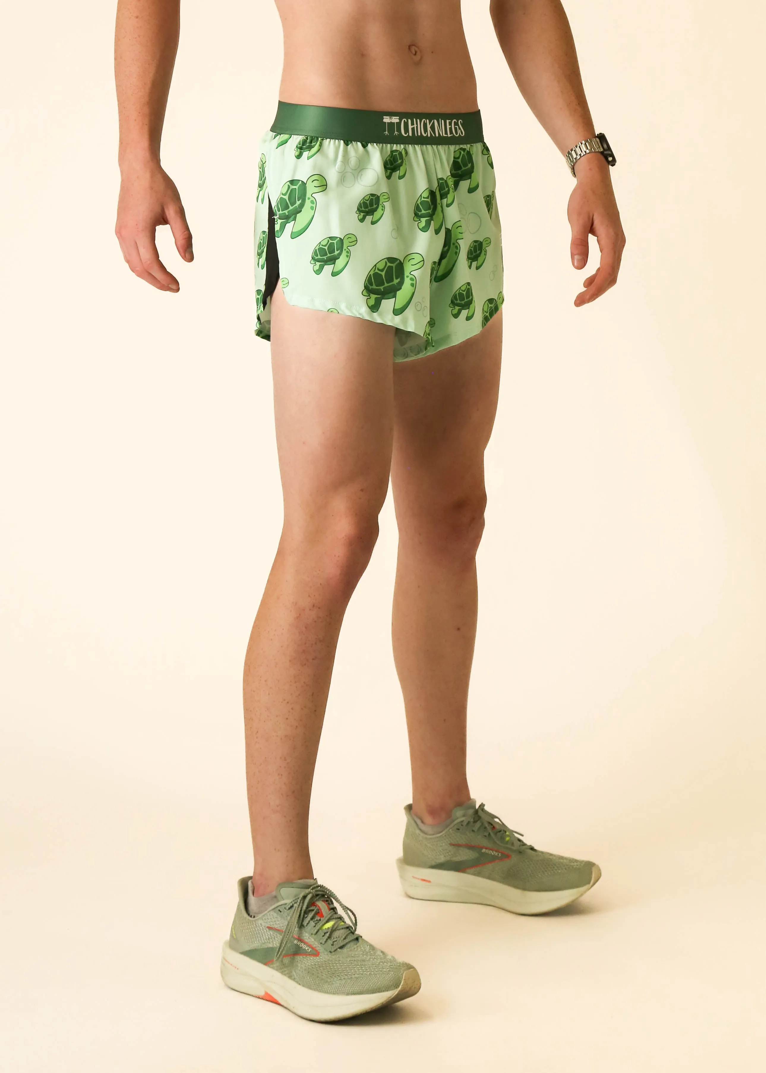 Men's Sea Turtles 2" Split Shorts Flexible Mobility Performance Comfort