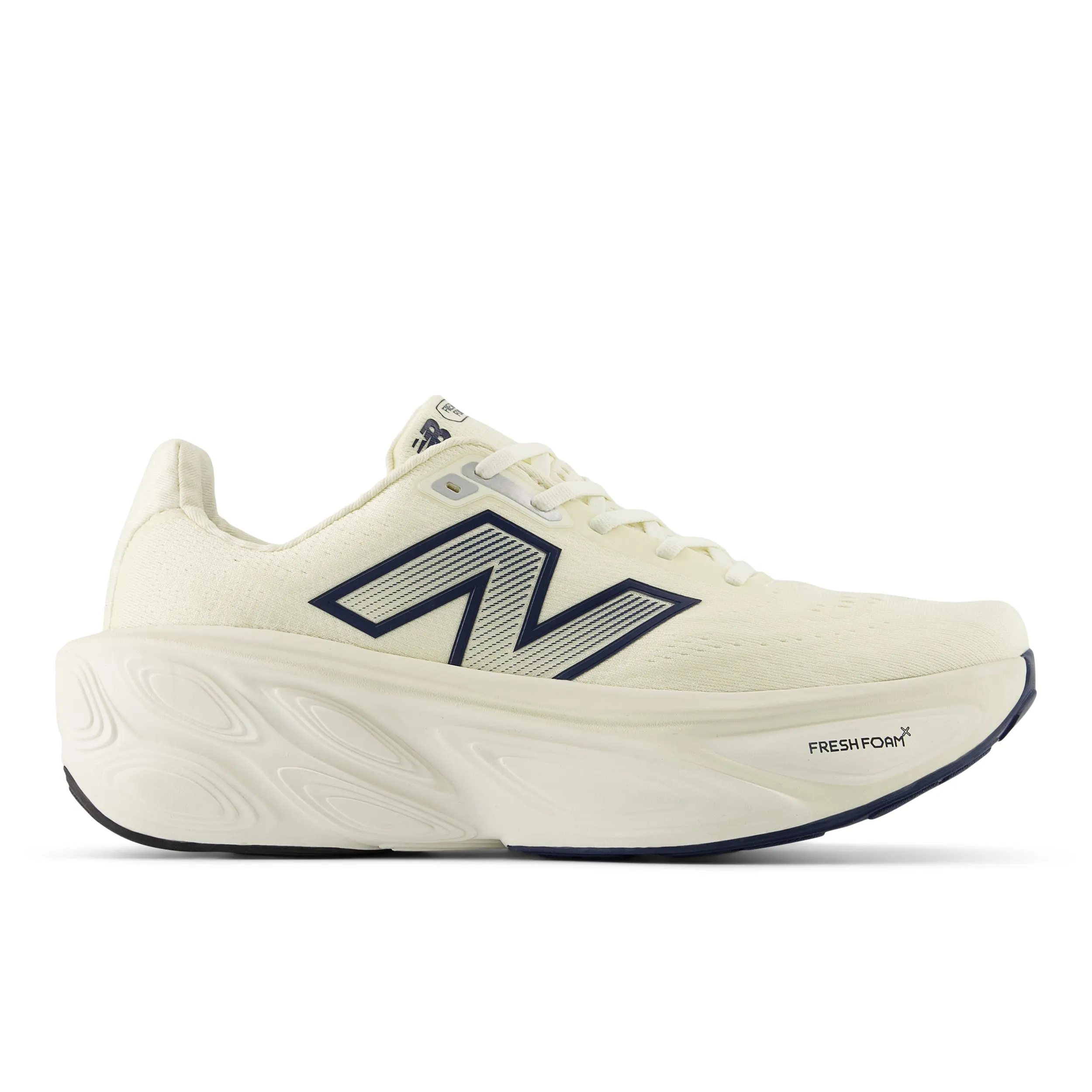 running in a 20K shoes Men's Fresh Foam X More v5 (CF - Angora/Sea Salt/Hot Mango/NB Navy)