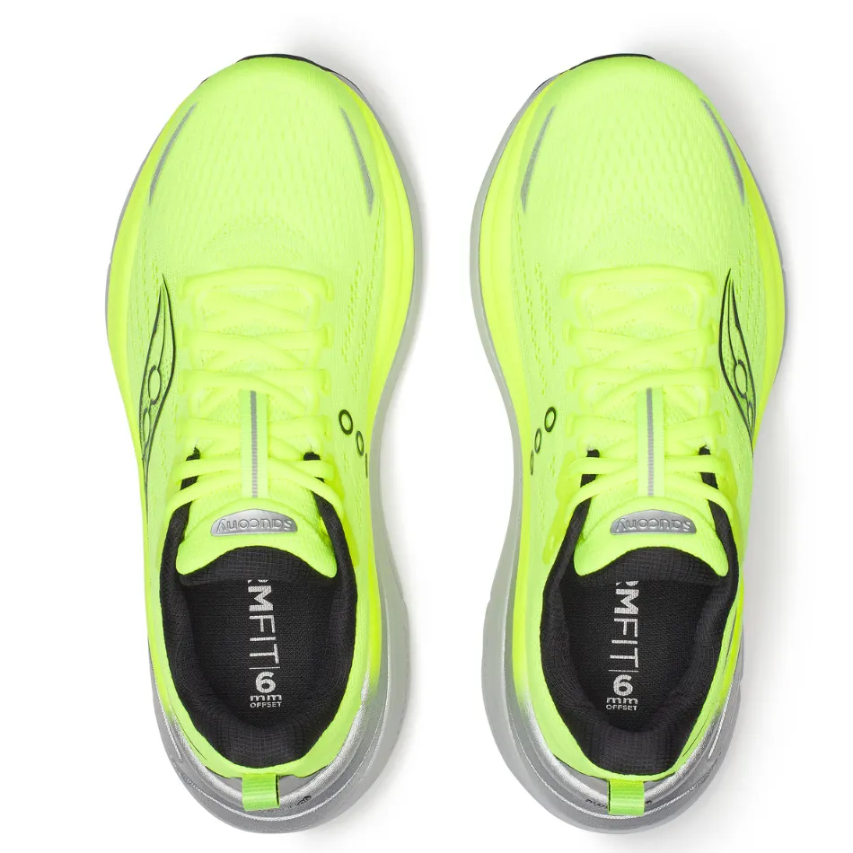 Saucony Men's Hurricane 25 Running Shoes in Citron/Black - Online Exclusive racing footwear Carbon Neutral Materials