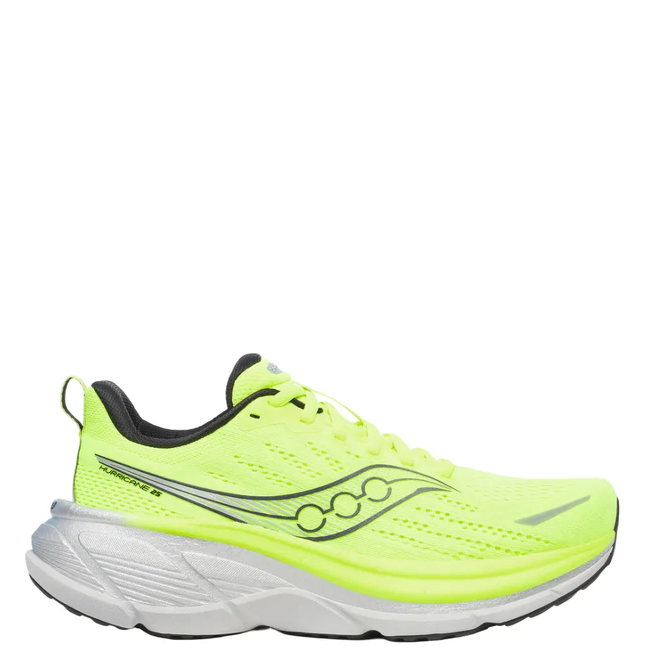 Saucony Men's Hurricane 25 Running Shoes in Citron/Black - Online Exclusive Neutral Color