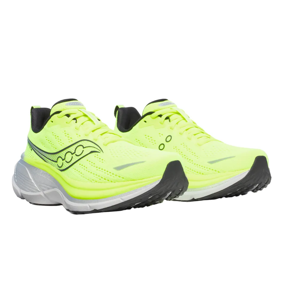 Shock Absorbing Sole cycling running shoes Saucony Men's Hurricane 25 Running Shoes in Citron/Black - Online Exclusive