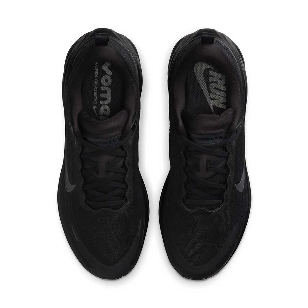 Supportive Upper Breathable Inserts Men's Nike  Vomero Plus Running Shoe - Black/Dark Smoke Grey/Metallic Dark Grey - Regular (D)