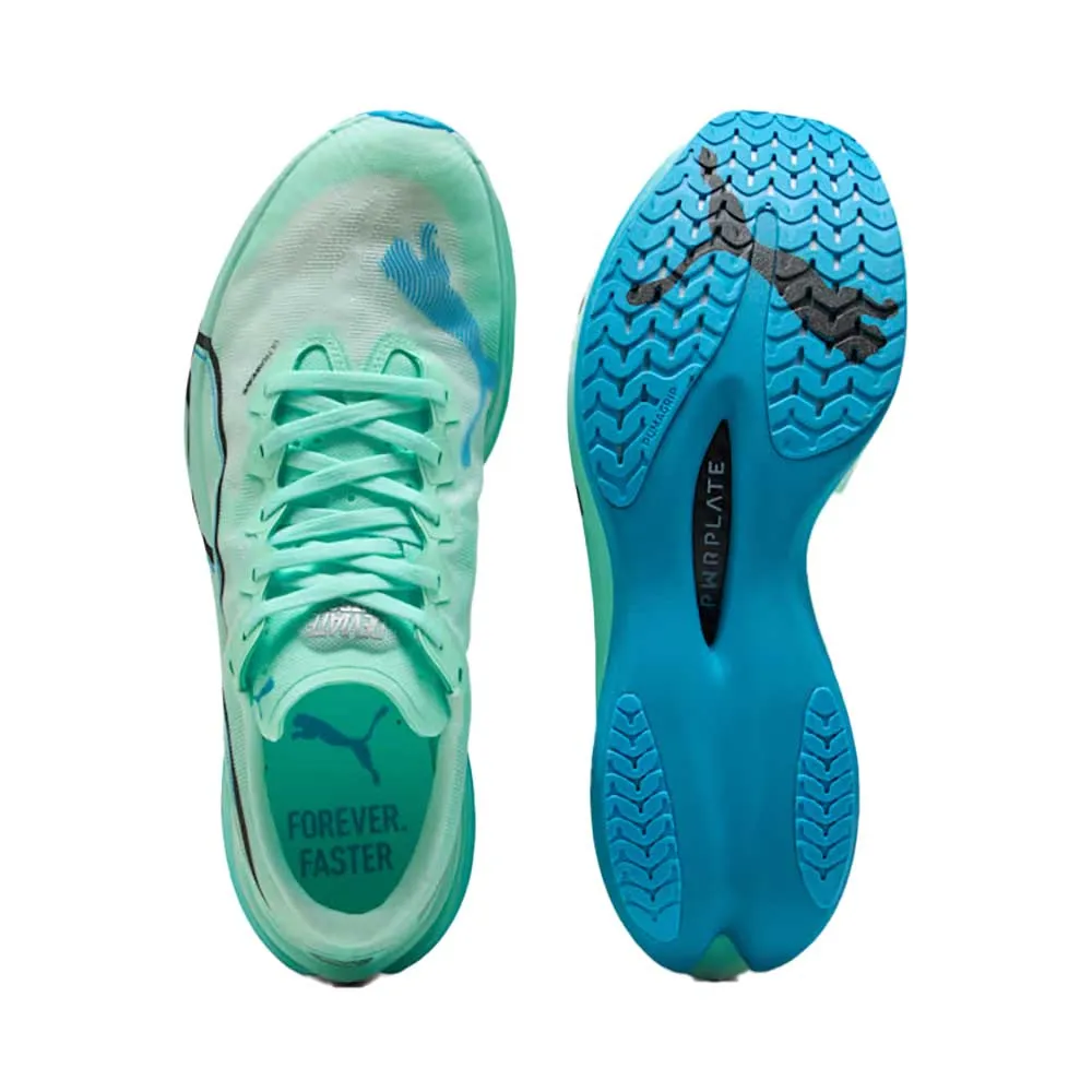 running in a frozen waterfall area shoes multi - surface sole Men's Deviate Nitro Elite 3 Running Shoe - Mint Melt/Speed Blue - Regular (D)