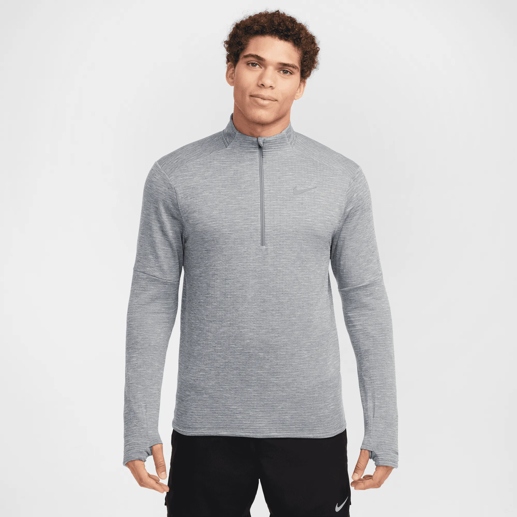 Cozy Vibe Men's Therma-FIT Nike Element Water-Repellent 1/2-Zip Running Top (084 - Smoke Grey/Light Smoke Grey/Reflective Silver)