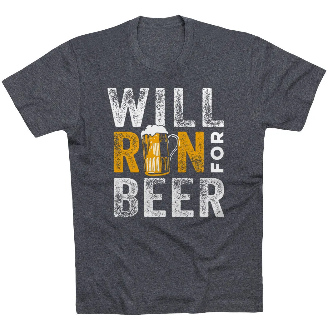 Soft and Lightweight Light Style Trend Running Short Sleeve T- Shirt - Will Run For Beer