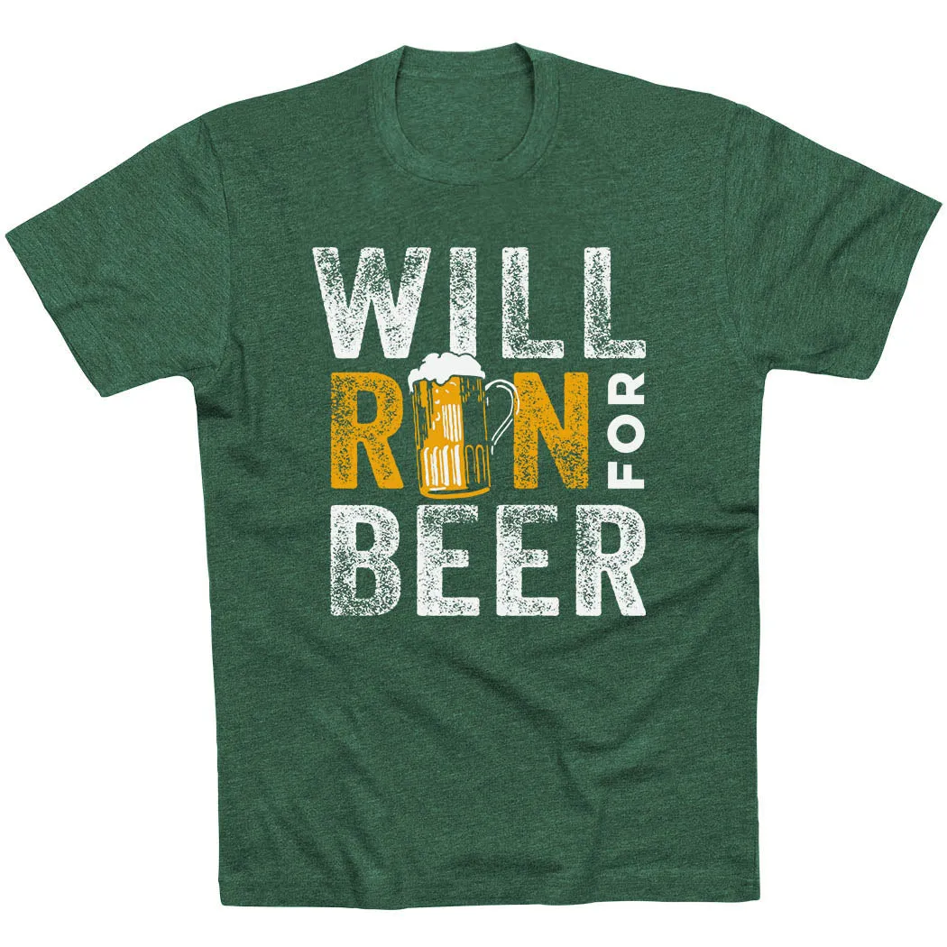 Running Short Sleeve T- Shirt - Will Run For Beer Essential Look