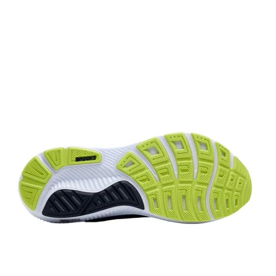 Brooks Men's Ghost 17 2E Wide Fit Running Shoes in Peacoat/Lime/Blue AW25 Pace Training 3D Knit Construction