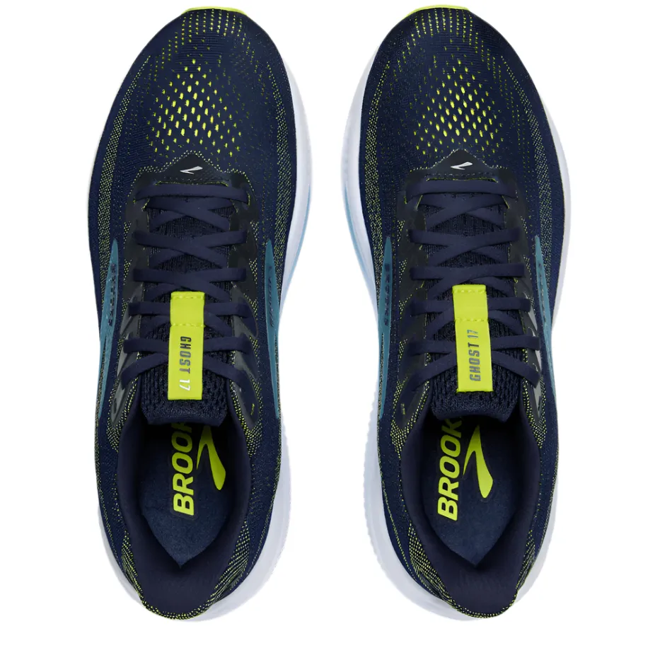 Brooks Men's Ghost 17 2E Wide Fit Running Shoes in Peacoat/Lime/Blue AW25 high - end shoes