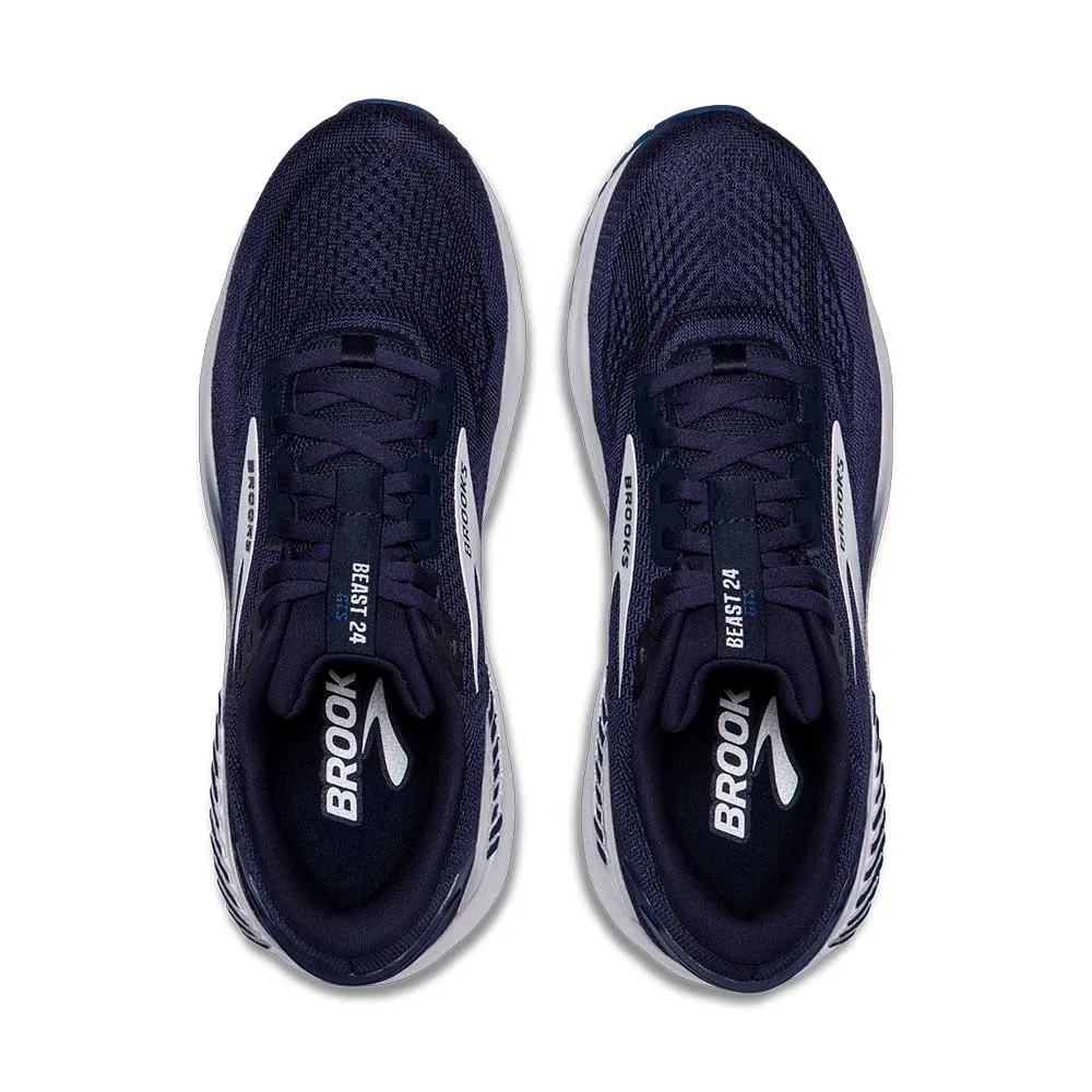 Men's Beast GTS 24 Running Shoe - Peacoat/True Navy/White - Extra Wide (4E) Breathable Upper Shoes Continuous Cushion Layer