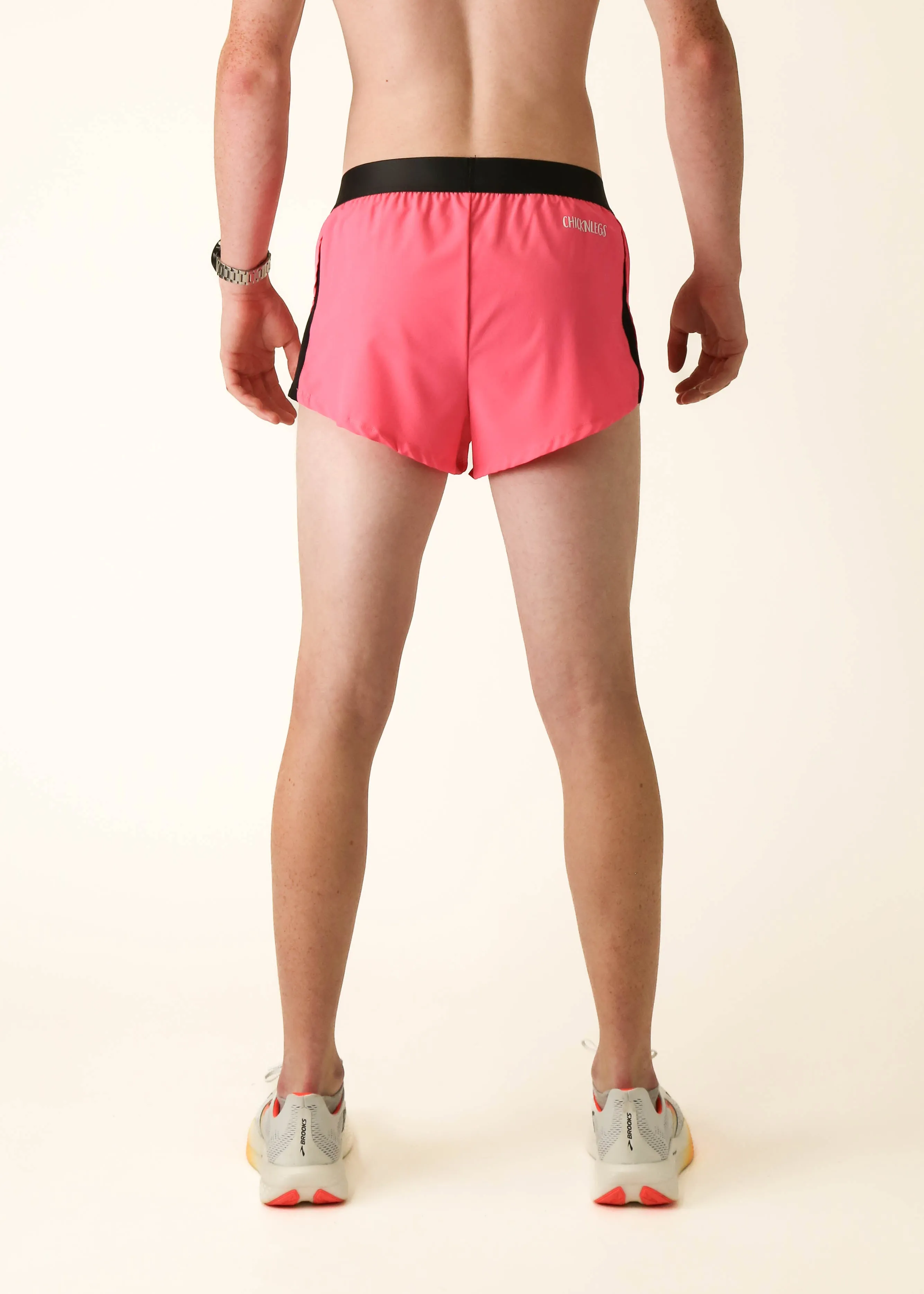 Men's Neon Pink 2" Split Shorts Four Way Stretch Fabric FasteningLoops
