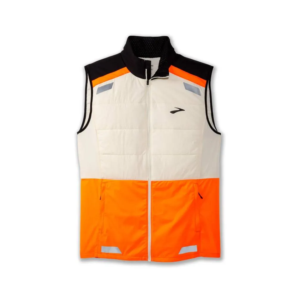 Brooks Run Visible Insulated Vest 2.0 (Mens) - Ecru/Fluoro Flash/Black keepsake Trail Style