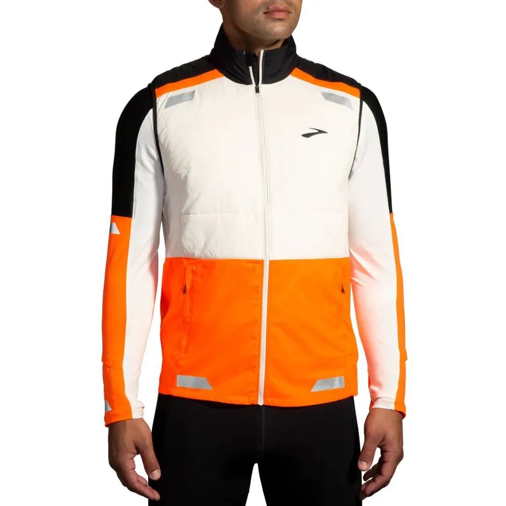 Brooks Run Visible Insulated Vest 2.0 (Mens) - Ecru/Fluoro Flash/Black Collaborate