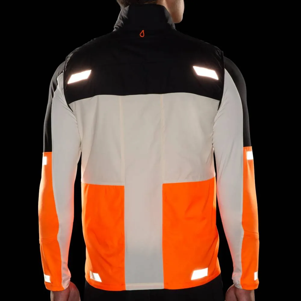 Brooks Run Visible Insulated Vest 2.0 (Mens) - Ecru/Fluoro Flash/Black NoiseFreeMaterial Alpine Conditions