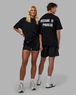 Pressure is a Privilege FLXCotton Oversized Tee - Black-Power Cobalt Relaxed Vibes